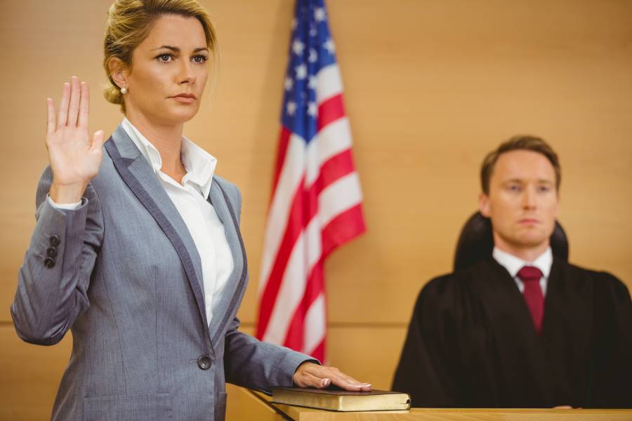 woman about to testify in court